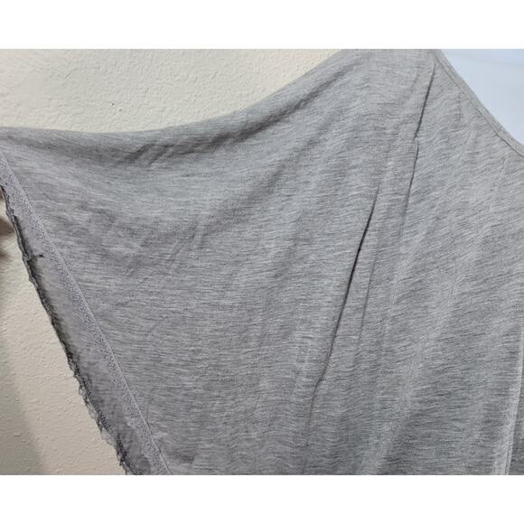 B.L.E.U. Gray Heathered Faux Button Up Layered Top 1X Plus Lightweight Flowy - Picture 2 of 6